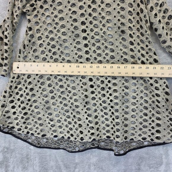 Design Today's Shirt Womens Medium Beige Black Cutout Lace Tunic Made USA - Picture 6 of 8